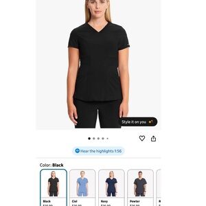 Women's Black V-Neck Scrub Top